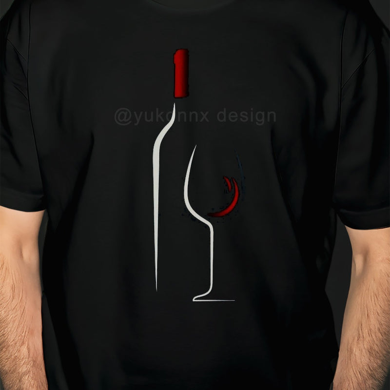 Men’s Red Wine Silhouette Vintage Nostalgic Unique Print Breathable Casual.