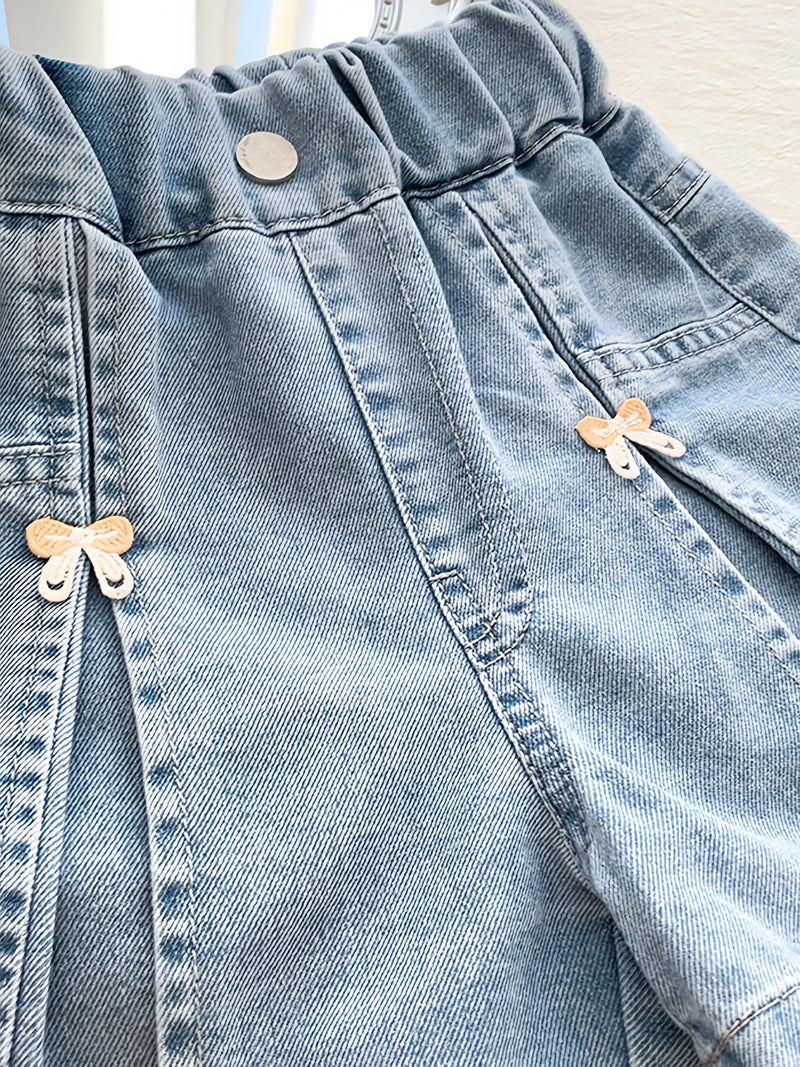 Girls' Denim Shorts! Soft, Washed Denim Fabric Is Skin-Friendly And Breathable.