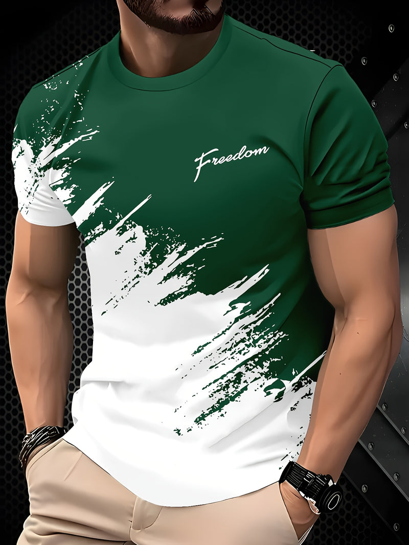 Men's 5pcs Letter Print Crew Neck Fashion Short Sleeve Sports T-Shirts.