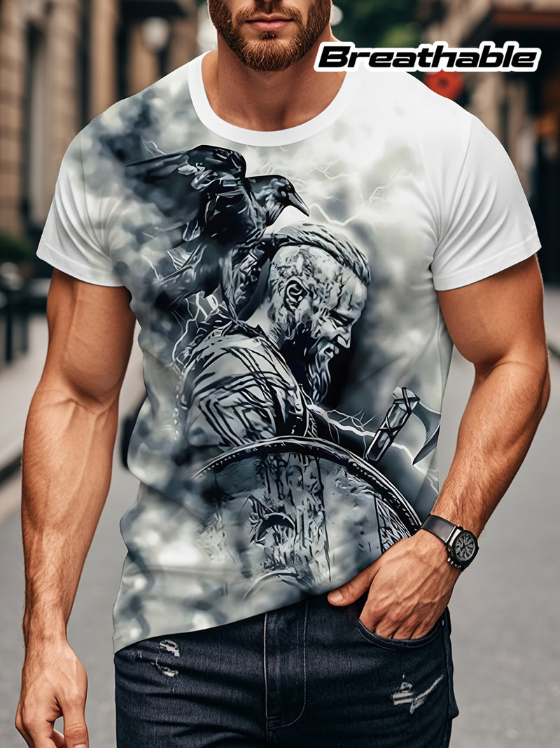 Men's Summer 3D Print T-Shirt Featuring a Casual Round Neck Design.
