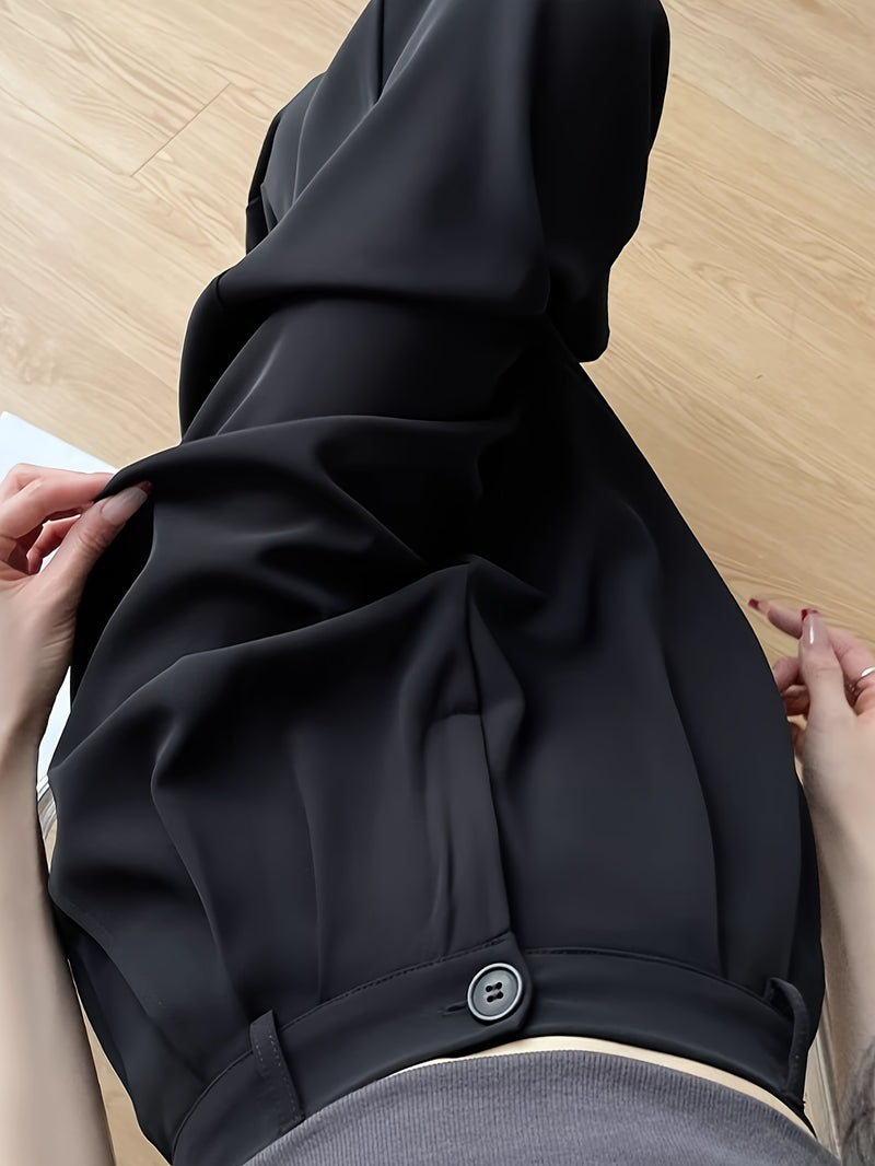 Women’s Long Tailored Trousers with a Single Button.