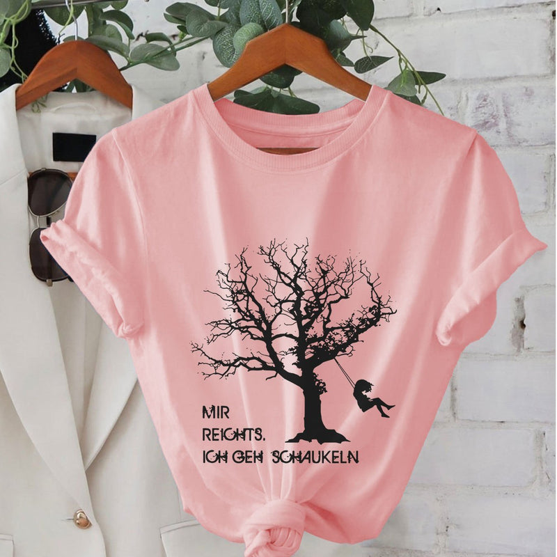 Women’s Short-Sleeve Round-Neck Pure T-Shirt.