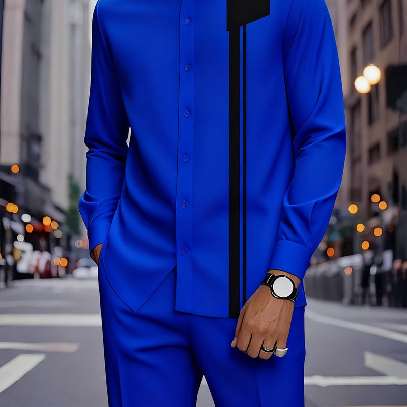 2pcs Pius Men's Suit Set - Tailored Matching Business & Formal Wear.