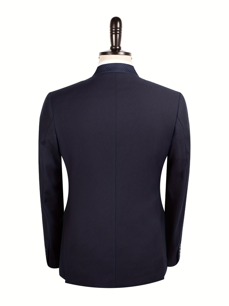 2pcs Men's Casual Zhongshan Suit with Stand Collar.