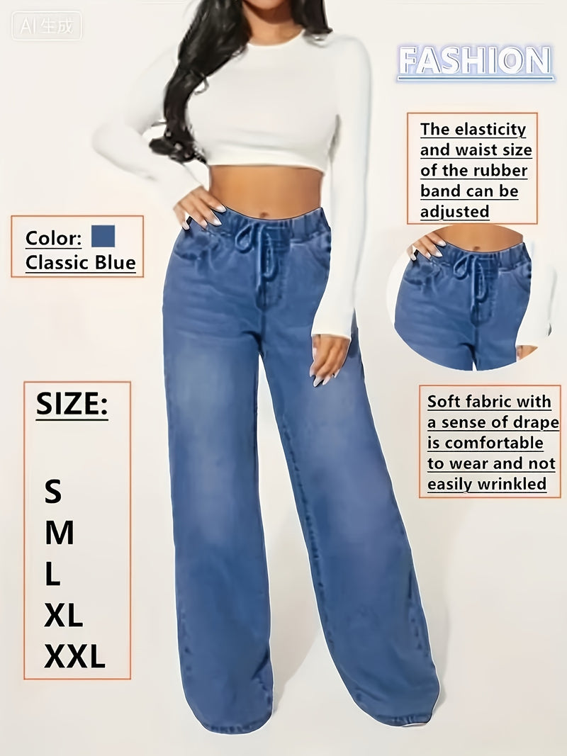 A Pair of Women's Stylish Loose-Fit Straight-Leg Jeans.