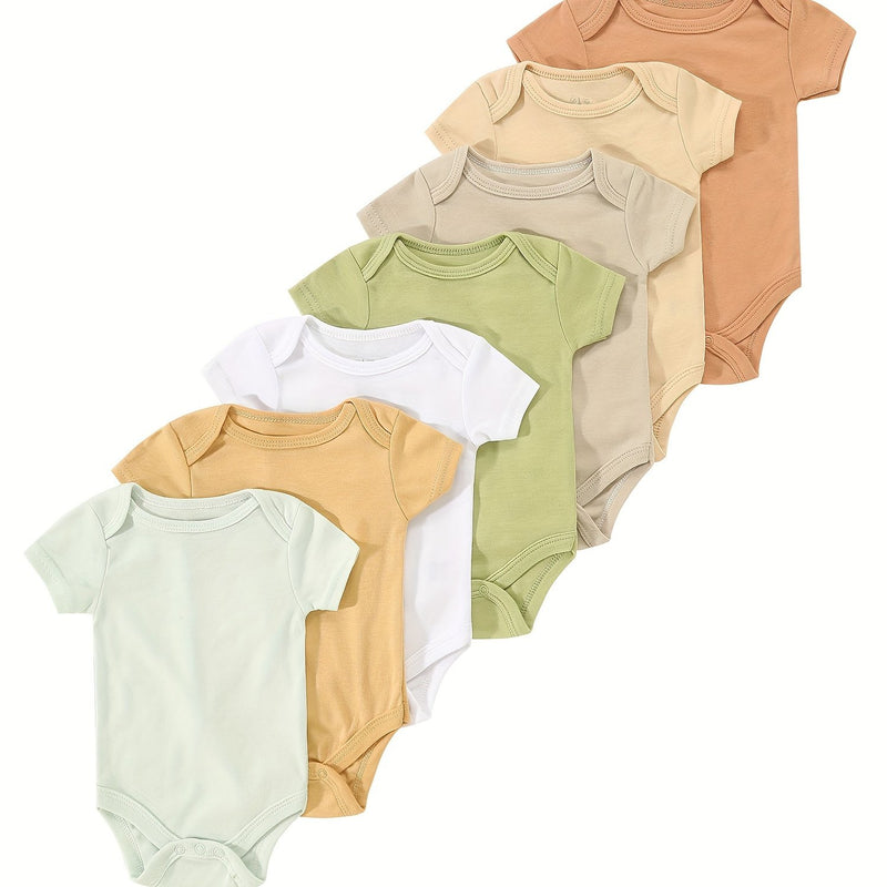 7pcs Set Newborn Infant Romper, 0-9 Months Baby Triangle Bodysuit.