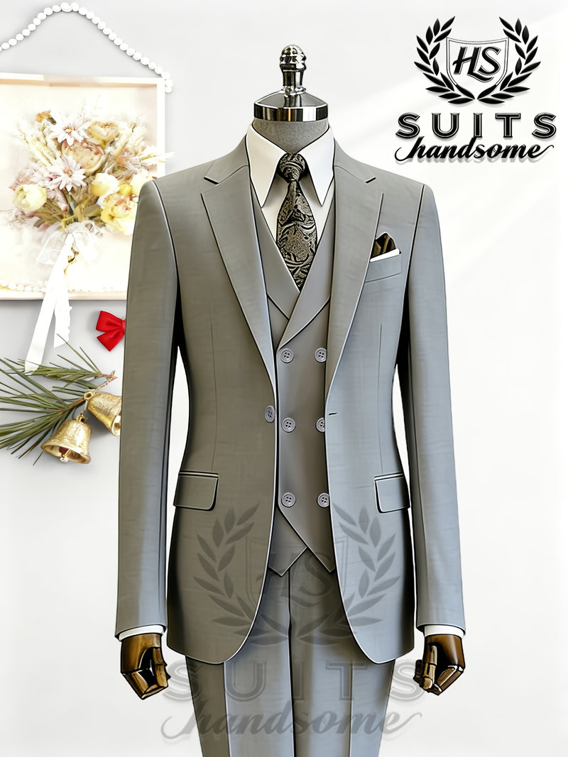 Men's 3pcs Suit Set: Jacket + Vest + Pants, Business Casual.