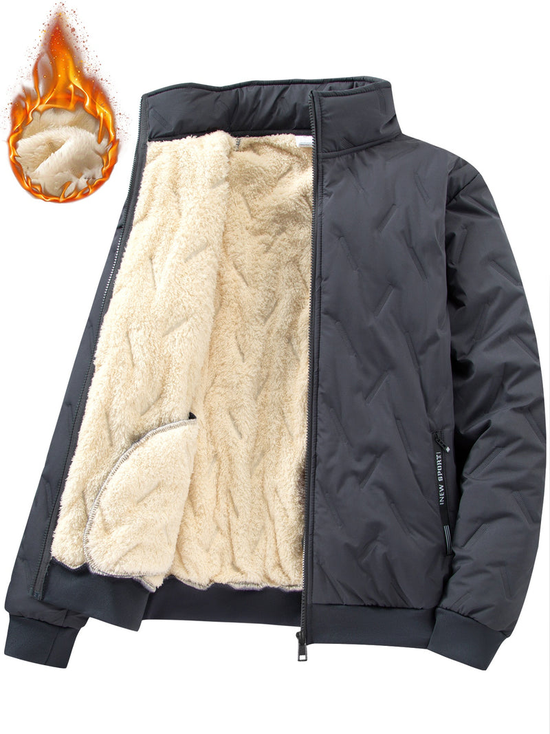 Men'S Winter Fashion Fleece Jacket with Zippered Pockets.