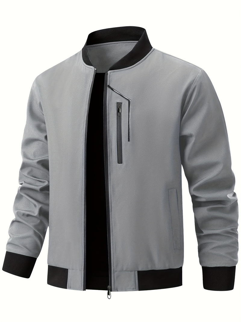 Men'S Casual Bomber Jacket | Spring-Autumn, Non-Stretch, Baseball Collar.