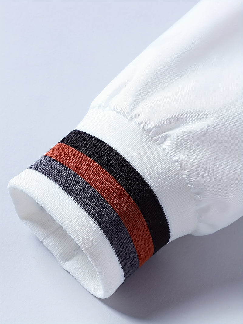 Men's Classic Design Baseball Collar Jacket For Spring Fall.