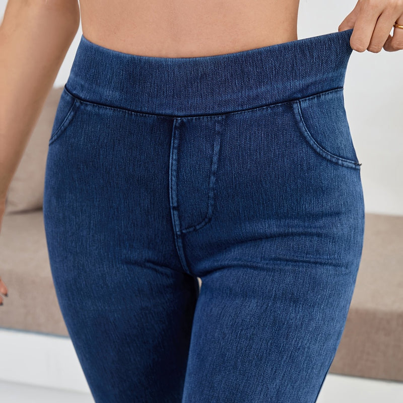 Women's High-Waisted Stretch Jeans.