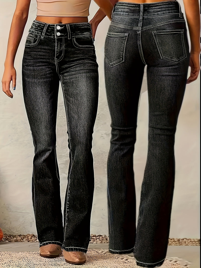 Ladies' Double-Button Casual Jeans.