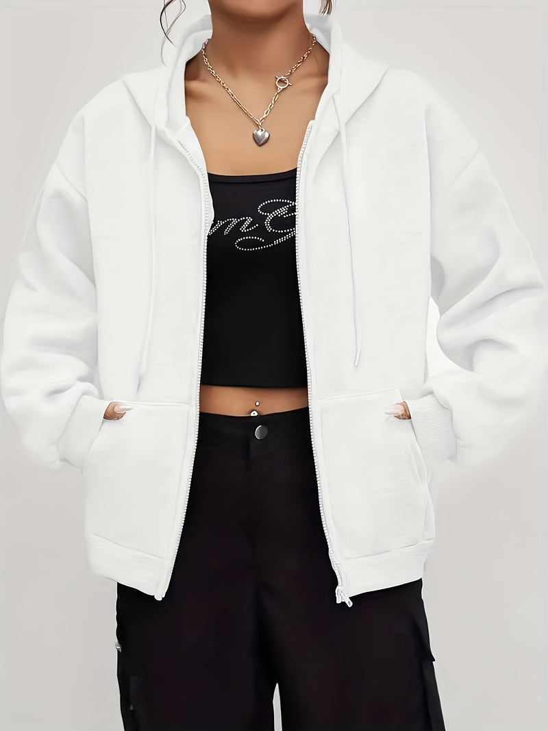 Women’s Casual Zip-Up Hoodie with Cherry Blossom Print.