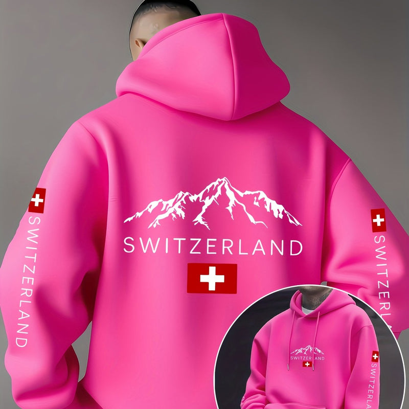 Men'S & Women'S Swiss Flag & Matterhorn Mountain Graphic Hooded Sweatshirt.