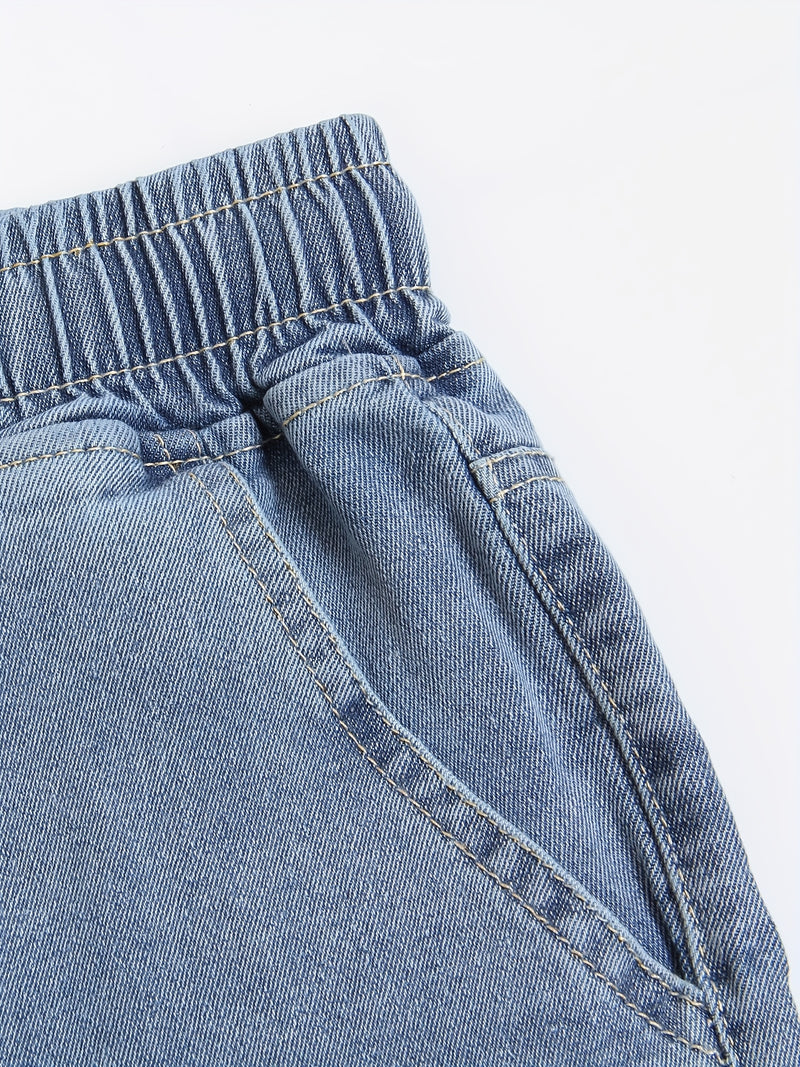 Women’s Unisex Vintage Blue Jeans, Black-Gray Long Pants.