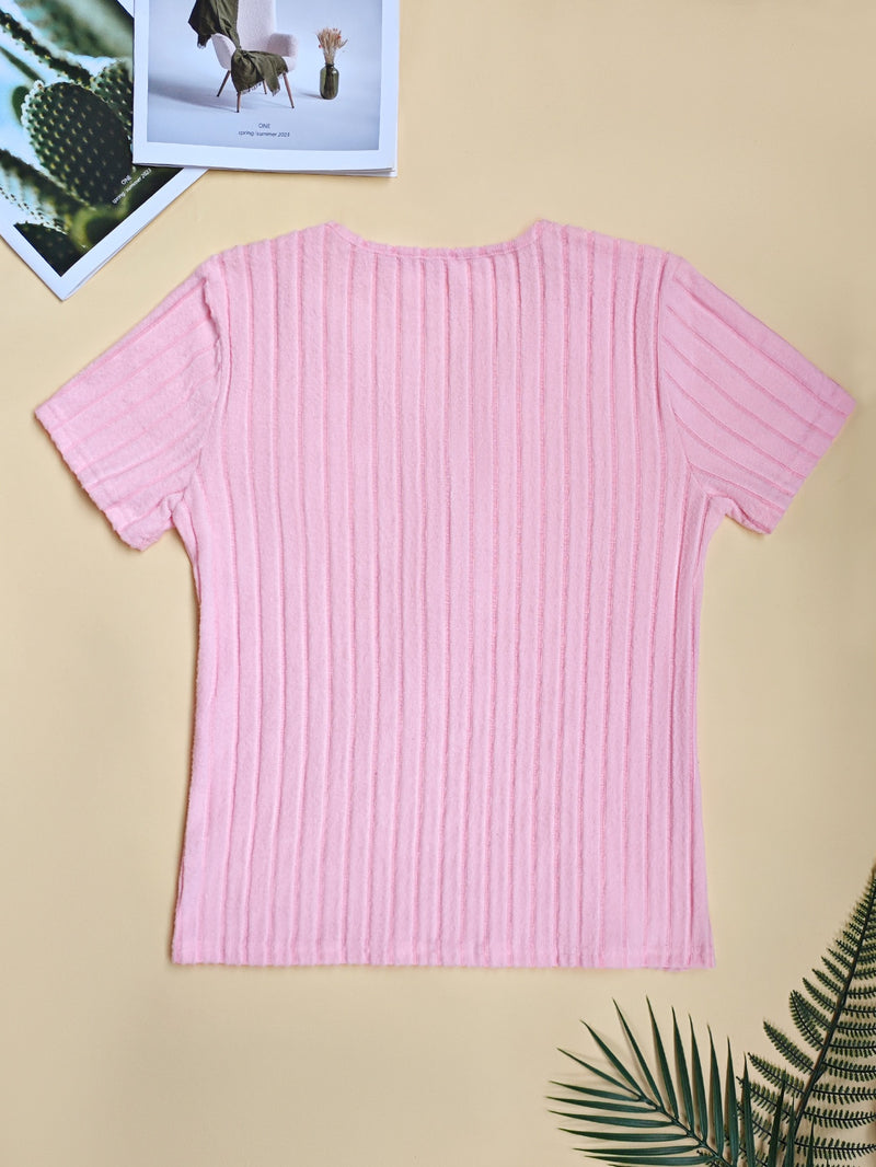 3pcs Women's Elegant V-Neck Short Sleeve Blouses.