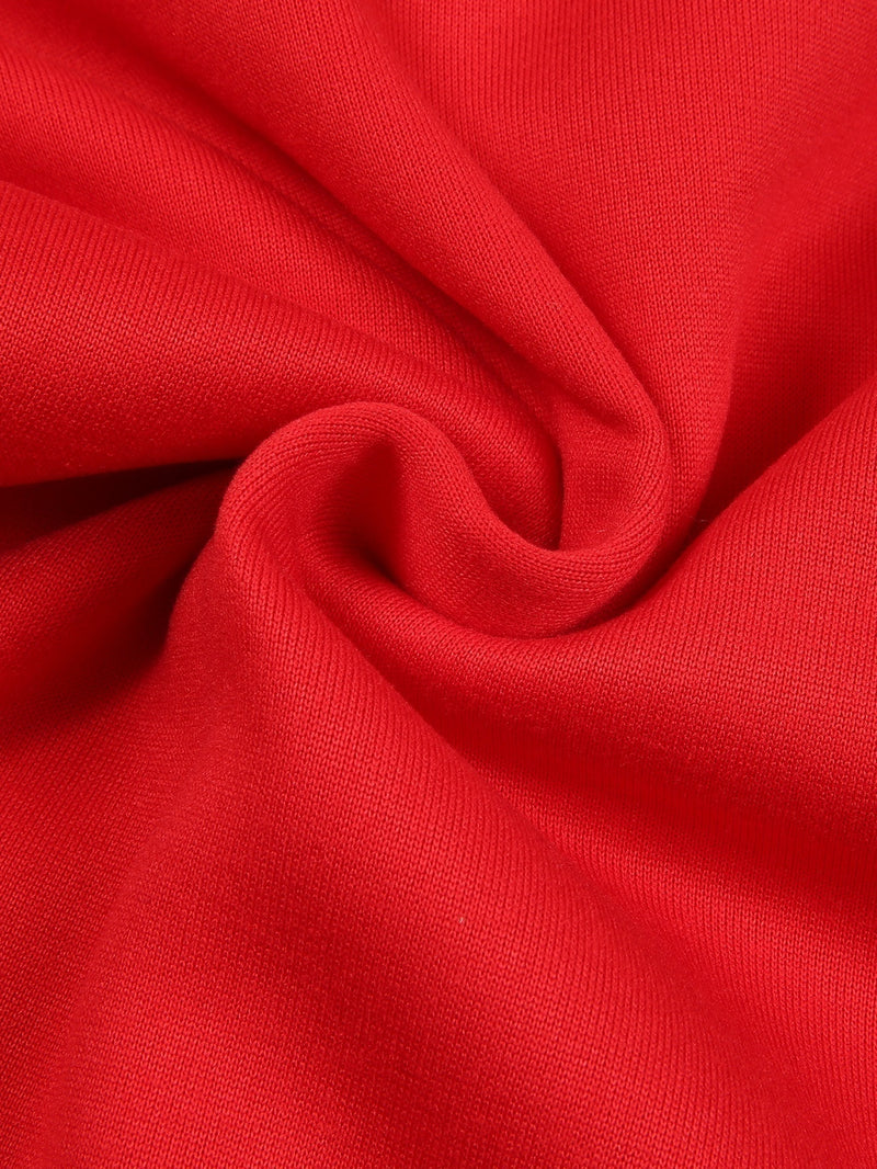 Men's Red Hoodie with "Never Give Up" Print.