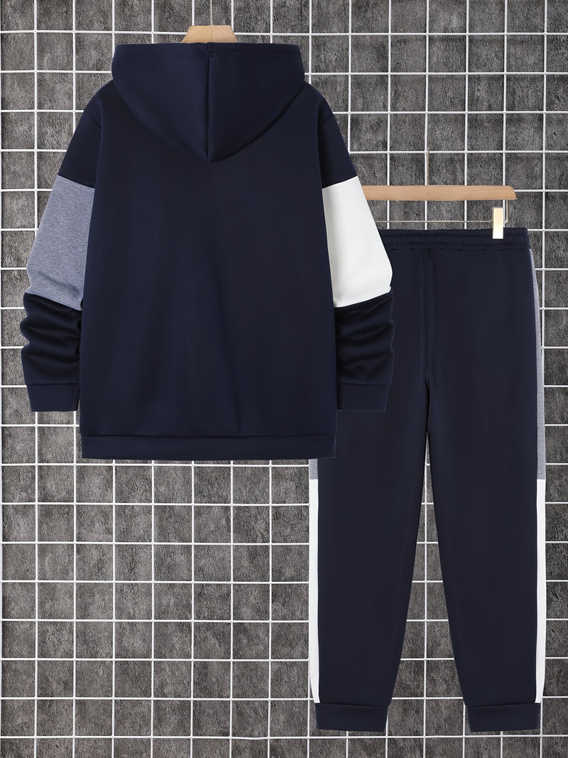 Men's Autumn And Winter Zip-Up Long Sleeve Sweatshirt And Long Pants Set.