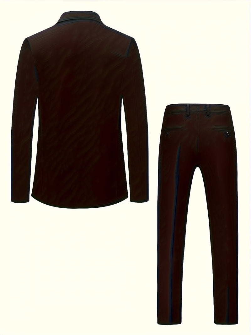 Men's Classic One-Button Suit - 3pcs Suit.