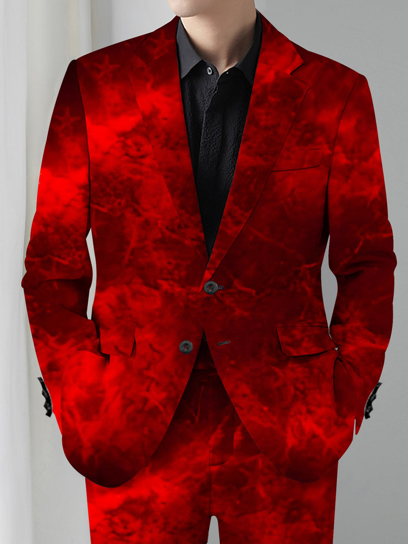 Men's Suit & Pants Set, Classic Red Starry Background.