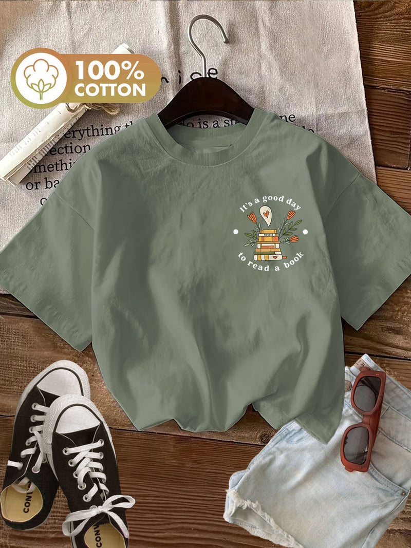 Women’s Graphic Print T-shirt, Short Sleeve Crew Neck Casual.