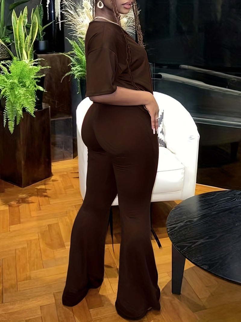 Womens Cross-Border Foreign Trade Loose T-Shirts, Long Wide-Leg Pants.