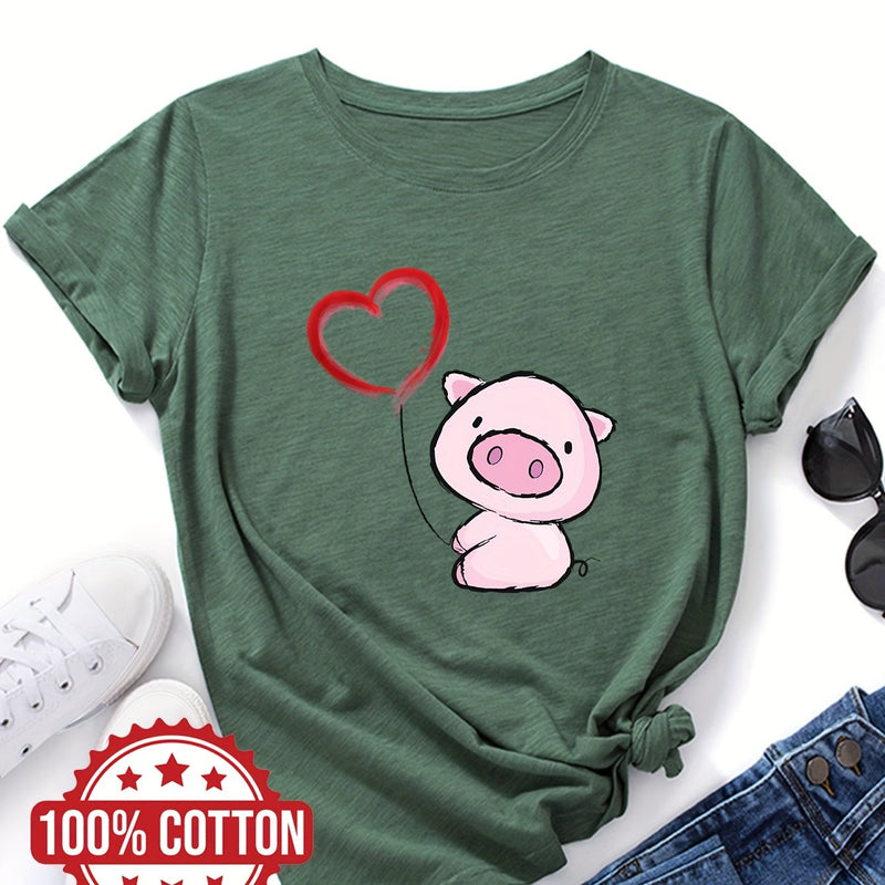 Women's Cute & Heart Balloon Print T-Shirt.