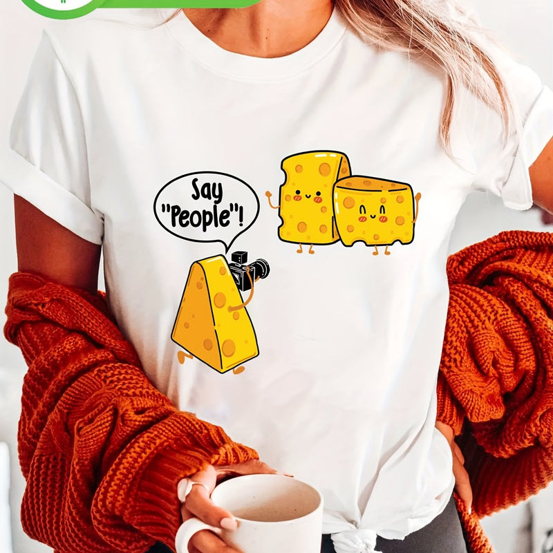 Women’s Cheese Lover Print T-Shirt.