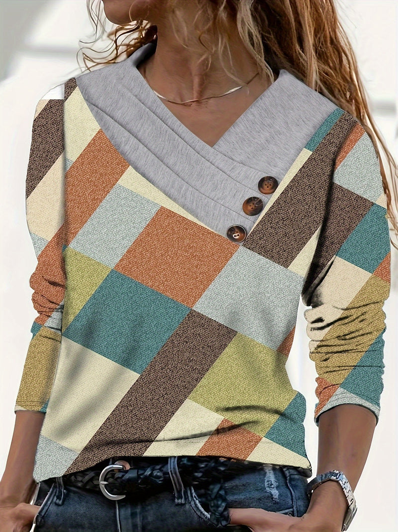 Women's Elegant Floral Print Long Sleeve.