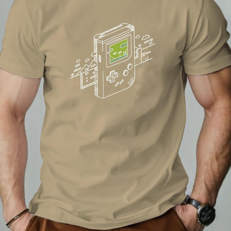 Men's Gaming Console Print Summer Casual Crew Neck Short Sleeve T-Shirt.