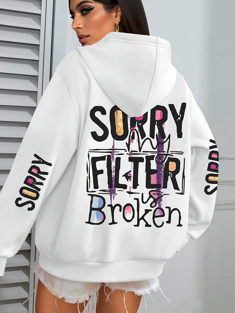 Women’s Sorry Slogan Print Hoodie.
