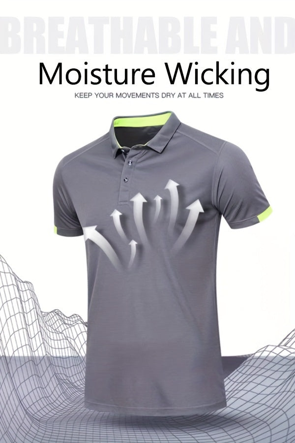 3pcs Mens Shirts Short Sleeve Breathable Quick Dry Golf.