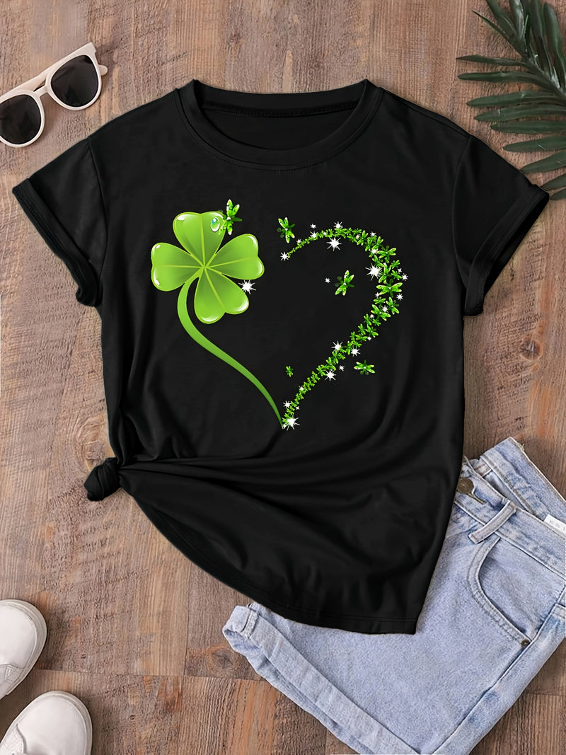 Round neck T-shirt in small and plus sizes, summer/spring Women's top.