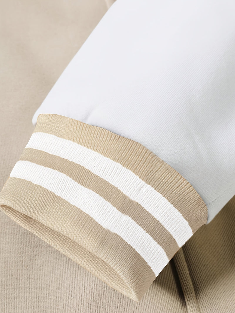 Men's 2pcs Baseball Jacket and Sweatpants Set with Overlapping.