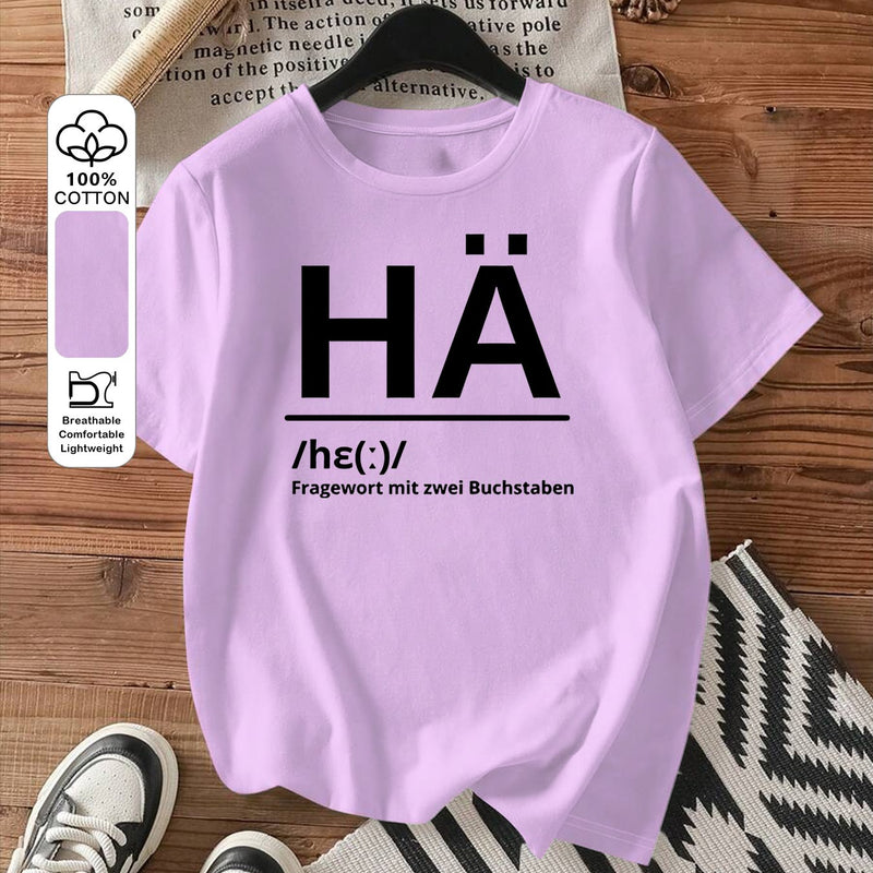 Women's Fashion Letter Print Round Neck Short Sleeve T-Shirt.