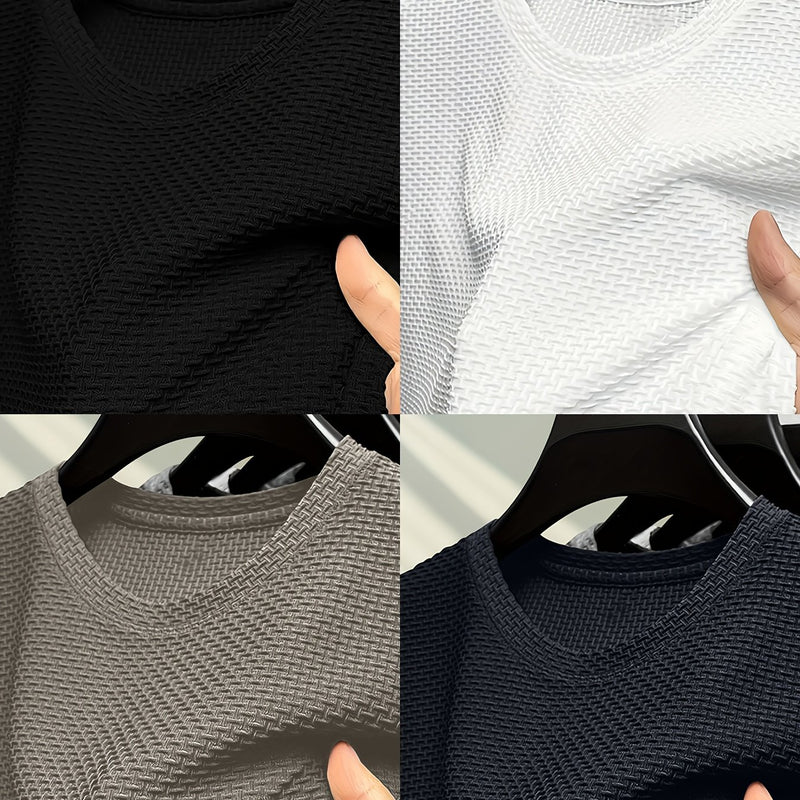 4pcs Men's Summer Casual Crew Neck Short Sleeve T-Shirts.