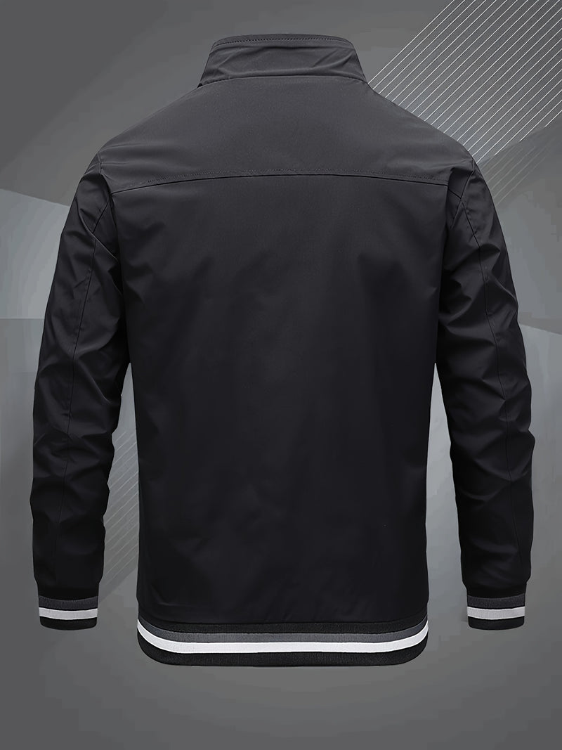 Men's Classic Design Baseball Collar Jacket For Spring Fall.