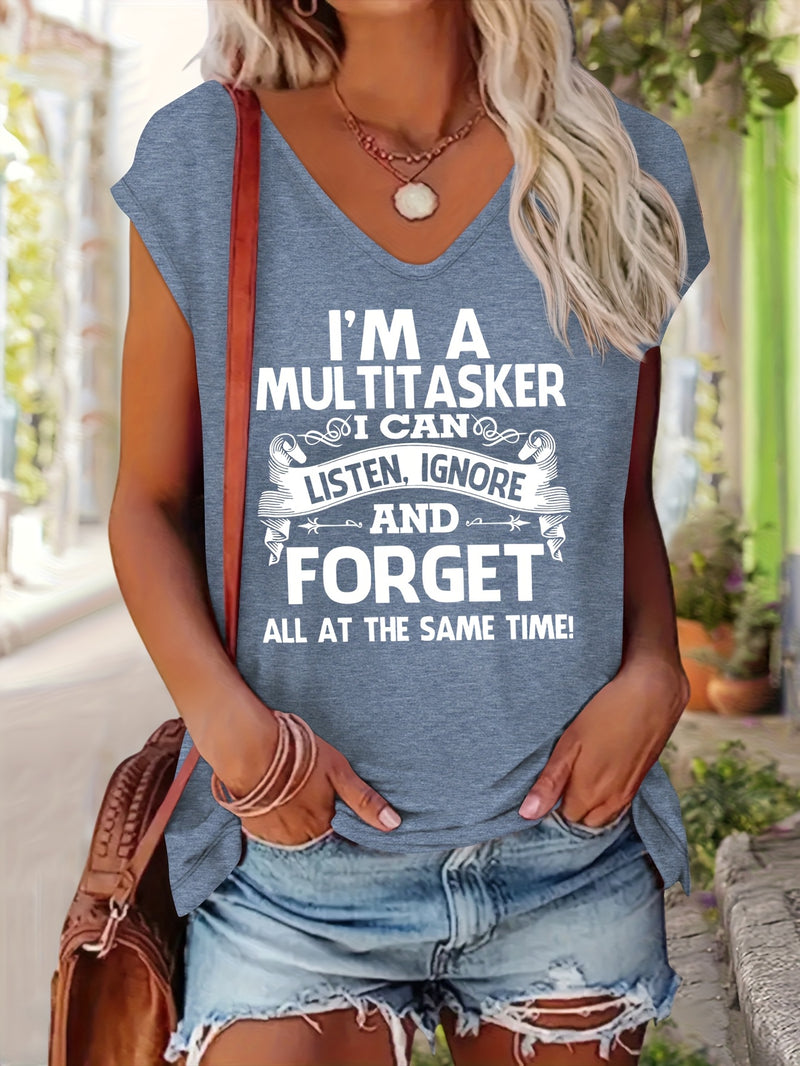 Women's Casual V-Neck Short Sleeve T-Shirt.