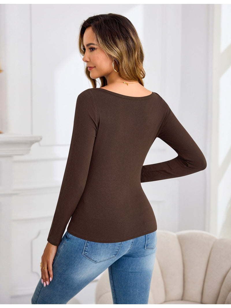 2 Packs Women's Elegant Long Sleeve Cotton Tops.