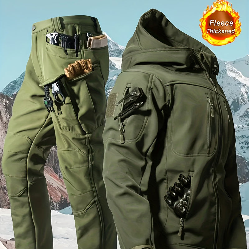 Outdoor Two-Piece Set,Lined Trendy Windproof Warm Motorcycle Hooded.
