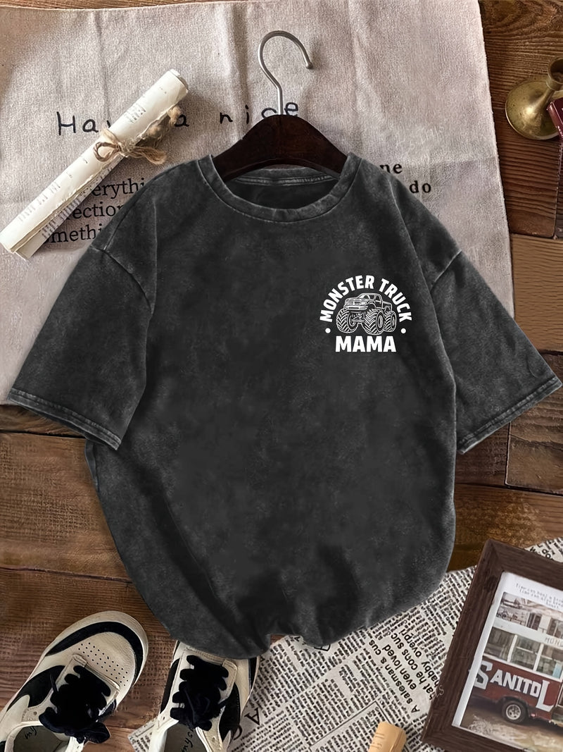 Women's Vintage "In My Monster Truck Mama Era" Graphic T-Shirt.