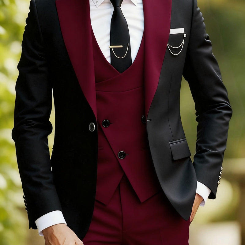 Men's 3pcs Suit Set, Including a Blazer, Vest, And Trousers.