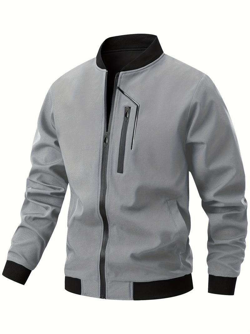 Men'S Casual Bomber Jacket | Spring-Autumn, Non-Stretch, Baseball Collar.