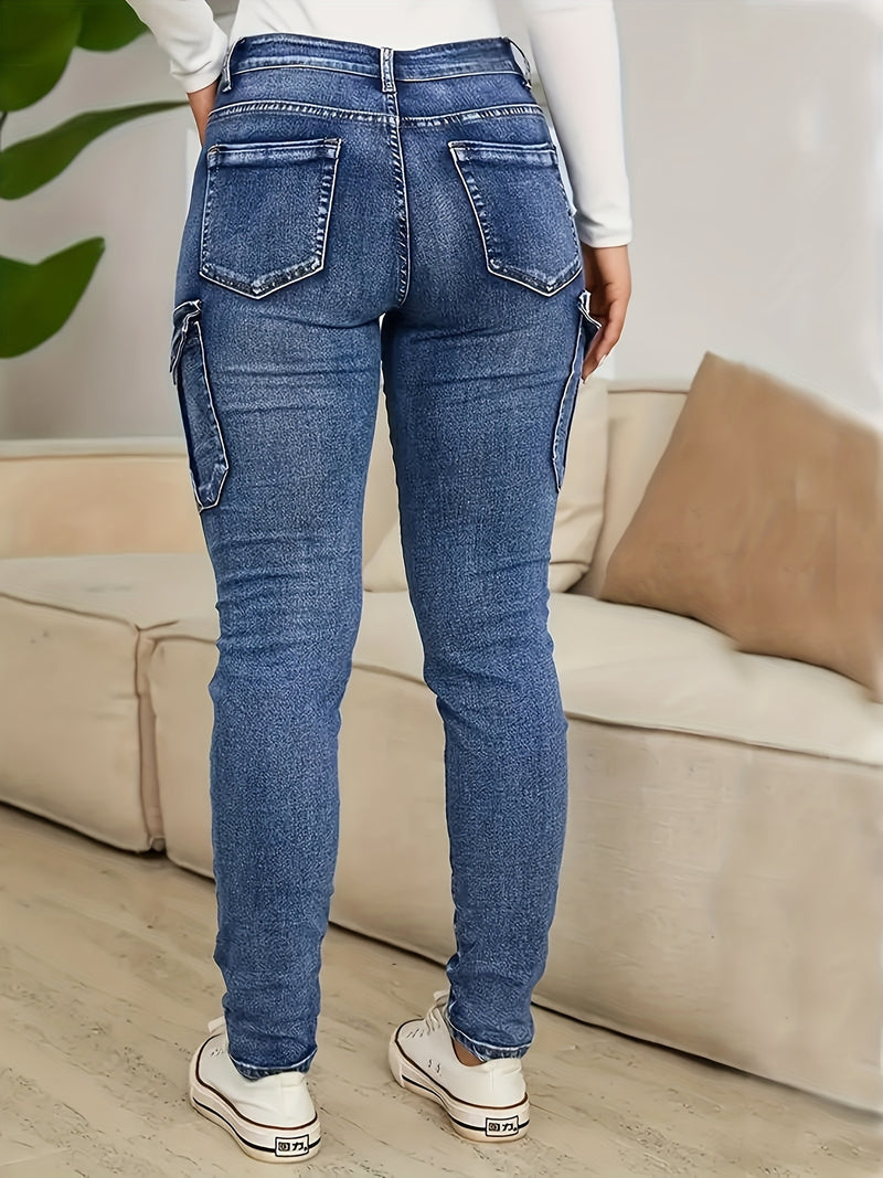 Women's High-Stretch Skinny Jeans with Side Pockets.