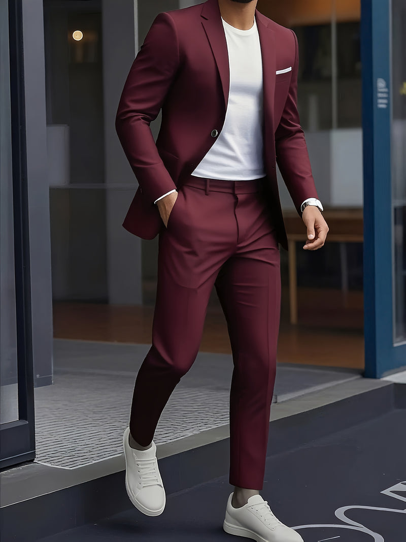 Men's Two-Piece Suit Set, Including Jacket and Trousers.