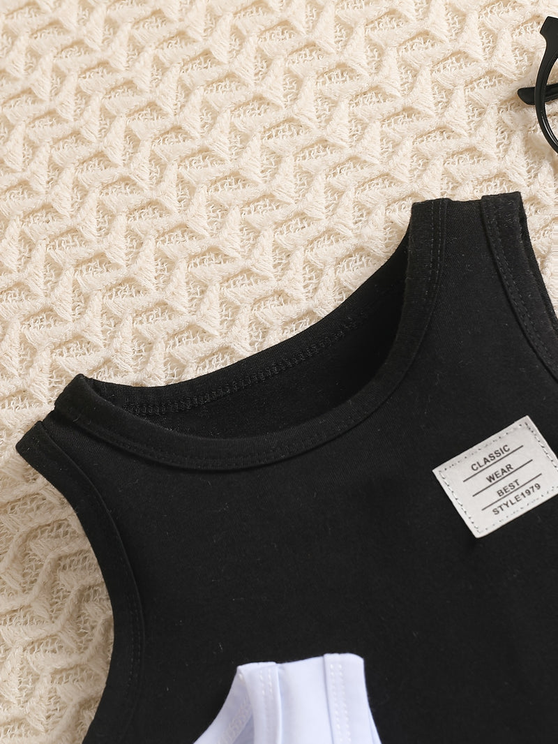 Baby 3pcs Set Bodysuit, Baby Summer Round Neck Striped Bodysuit.