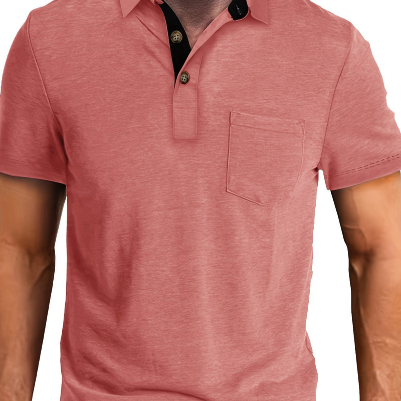 Men's Plaid Collar Pocket T-shirt.