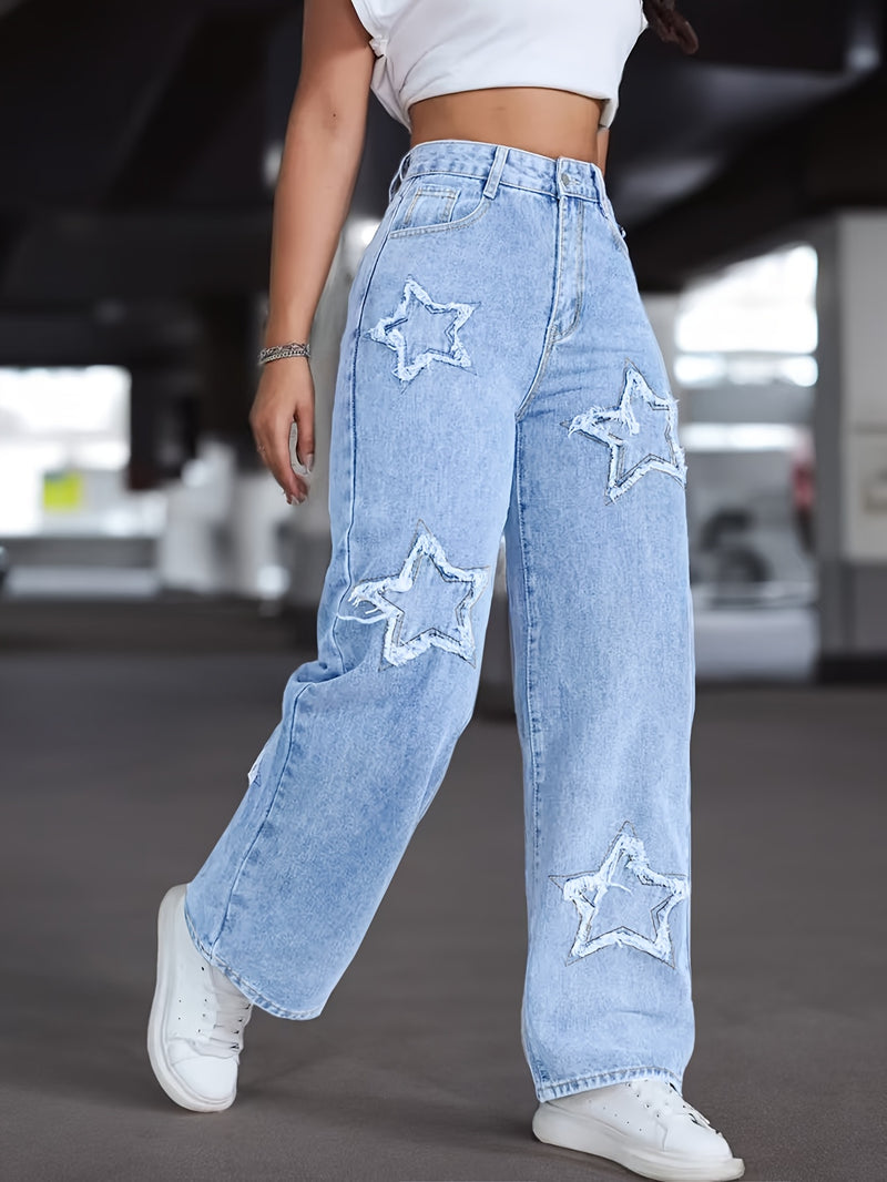 Women’s Elastic Star Straight-leg Pants.