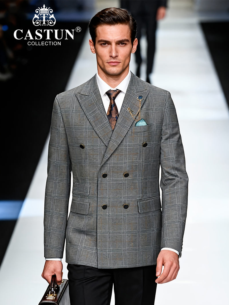 A 2pcs Slim-Fit Suit Set for Men, Suitable for Light Business.