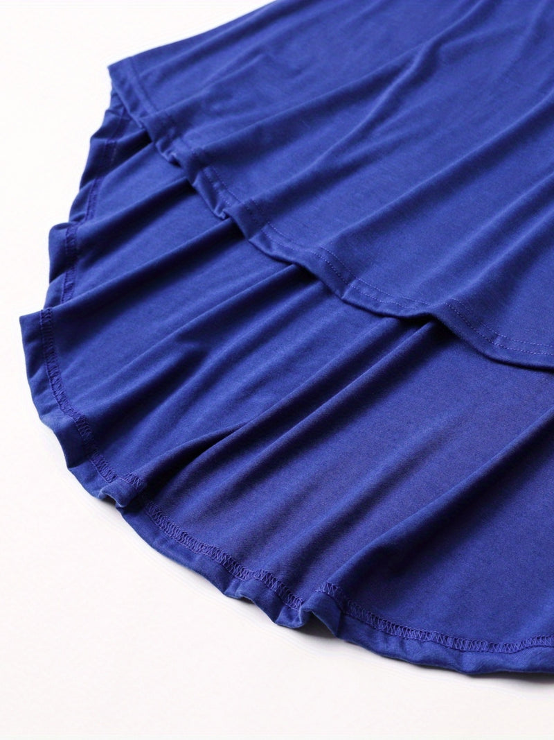 Women's Solid Color Tie-Up Asymmetrical Dress.